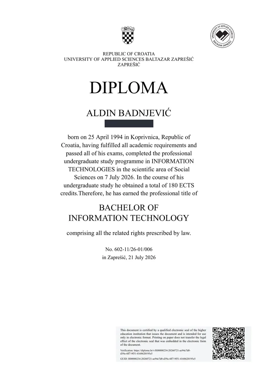 Diploma — Bachelor of Information Technology, 2026